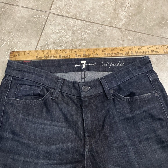 7 For All Mankind A Pocket Dark Wash Bootcut Low Rise Jeans W 28 x L 34 - Picture 3 of 10
